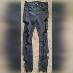 Distressed Black Women Jeans